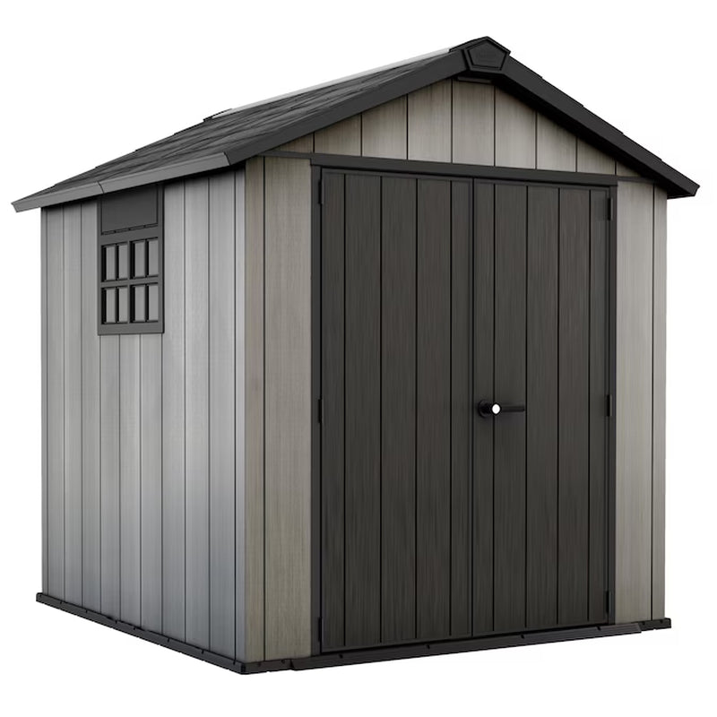 7-Ft X 7-Ft Outdoor Modern Gray Gable Roof Plastic Resin Storage Shed