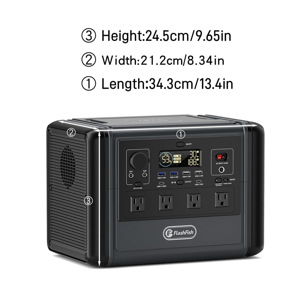 1200W Portable Power Station 968Wh LiFePO4 Solar Generator with 4 AC Outlets, FlashFish, DOBA-PS1200