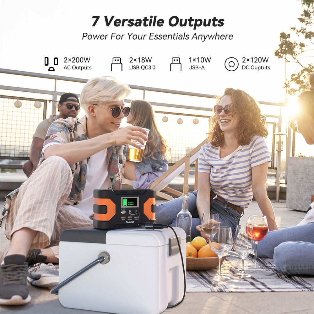 200W Portable Power Station 166Wh with 60W Solar Panel, FlashFish, DOBA-PS200W