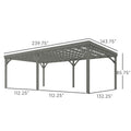 12' x 20' Wooden Pergola Gazebo with Grape Trellis & Concrete Anchors, Gray, DOBA-WPG1220