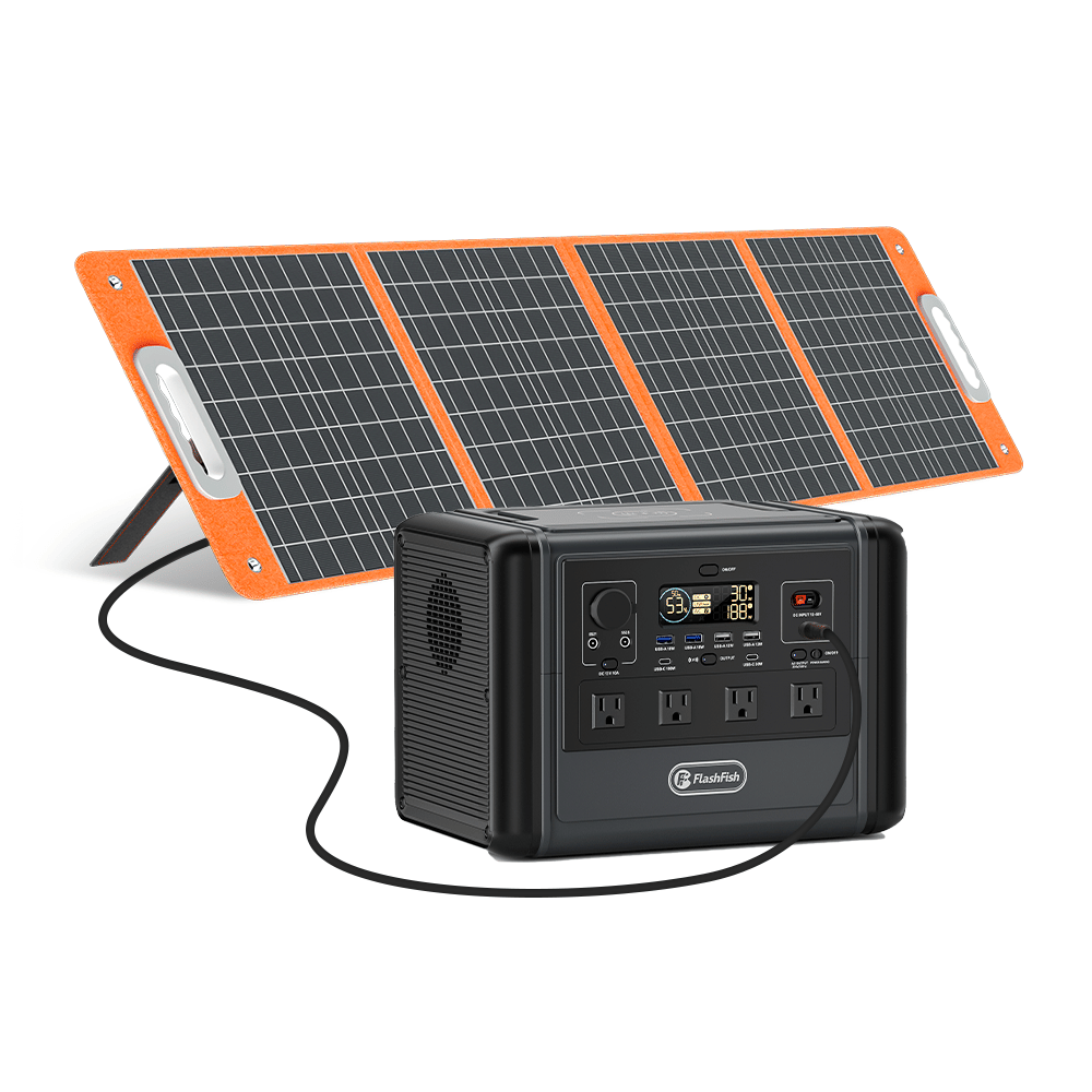 1200W Portable Power Station 968Wh LiFePO4 Solar Generator with 4 AC Outlets, FlashFish, DOBA-PS1200