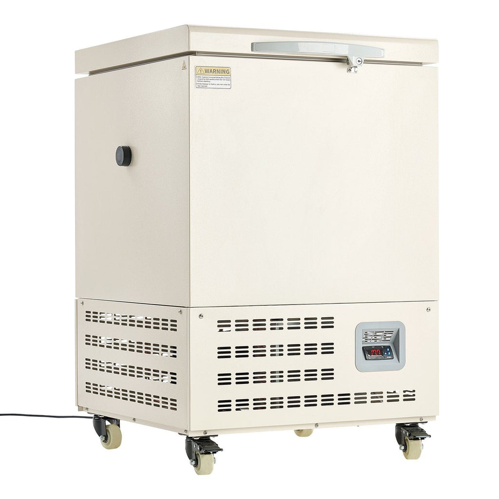 58L Ultra Low Temperature Freezer, −40°F to −123°F Adjustable Range, 304 Stainless Steel Liner, Digital Display with Rollers, DOBA-LF58