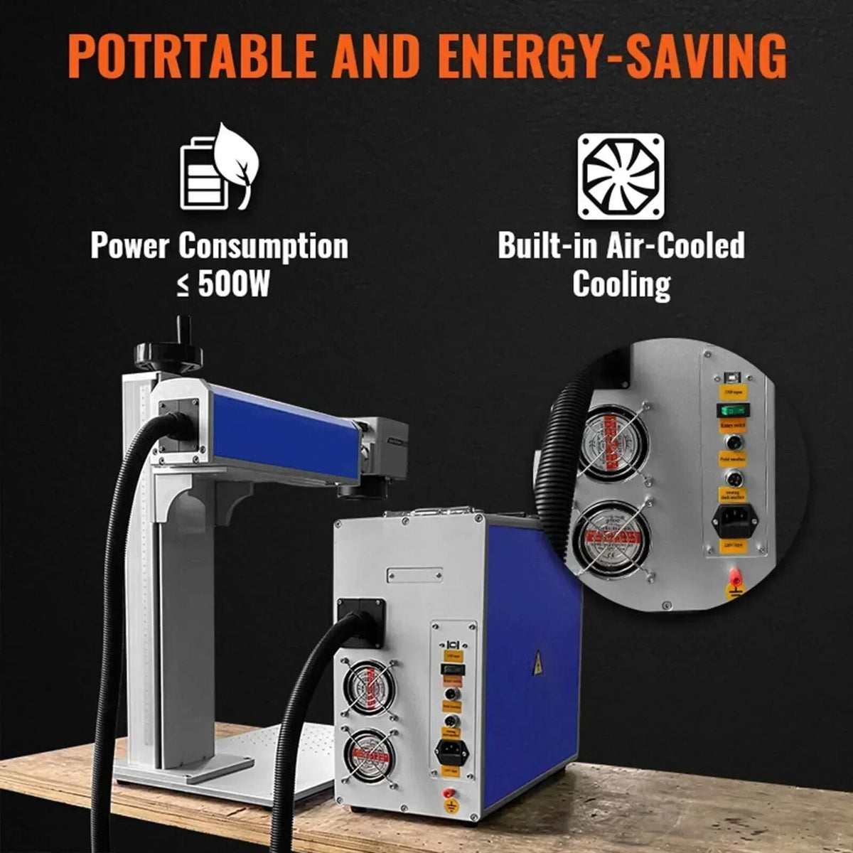 50W Fiber Laser Marking Machine Metal Engraver with Foot Switch, DOBA-FL50