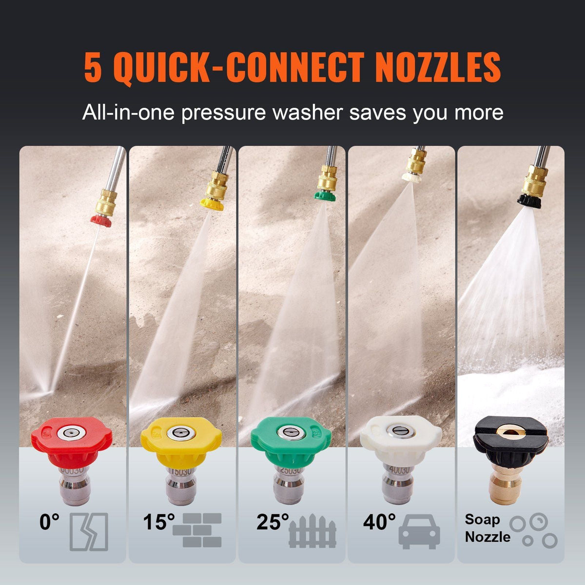 4400 PSI 4.0 GPM Gas Pressure Washer with Copper Pump, 15 HP Engine, 5 Quick-Connect Nozzles, DOBA-GPW4400