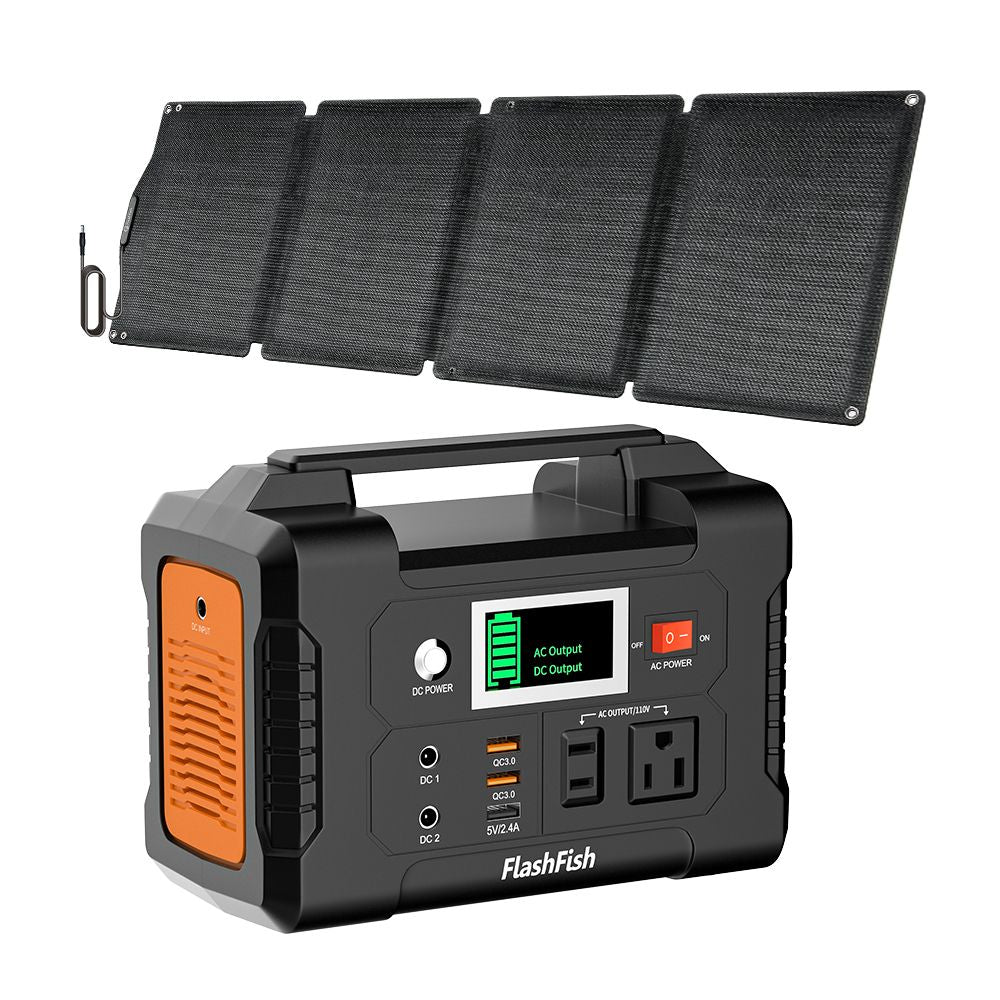 200W Portable Power Station with 60W ETFE Solar Panel, FlashFish, DOBA-PS200P