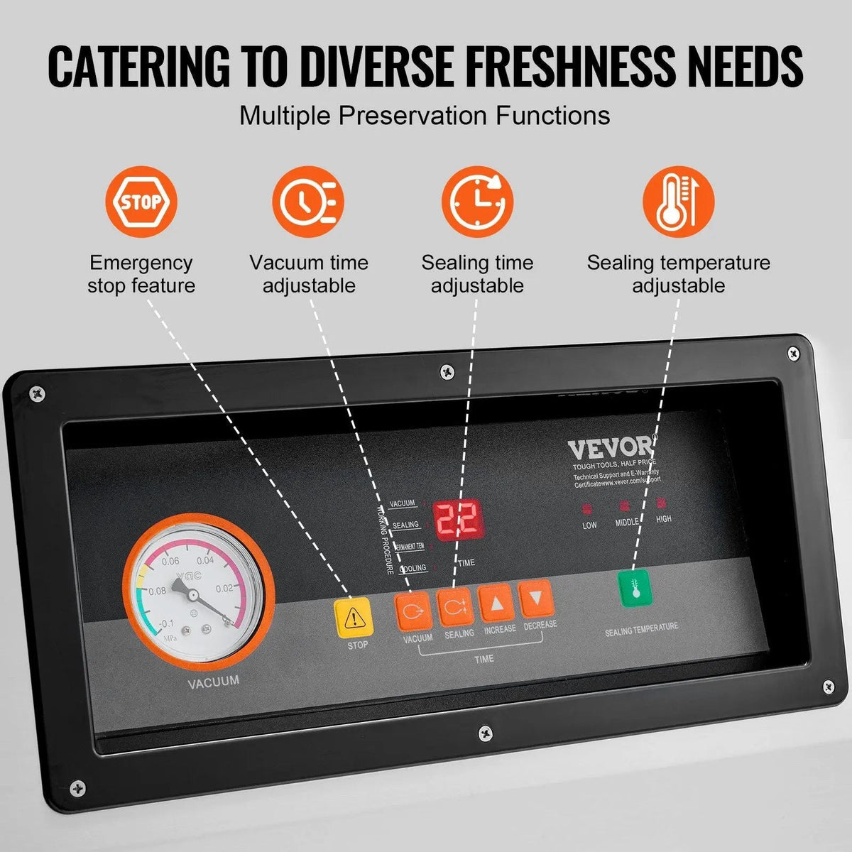 23.62" Sealing Length Chamber Vacuum Sealer, 1200W, Ideal for Wet Foods & Meats, Compact Design for Home & Commercial Use, DOBA-VS23