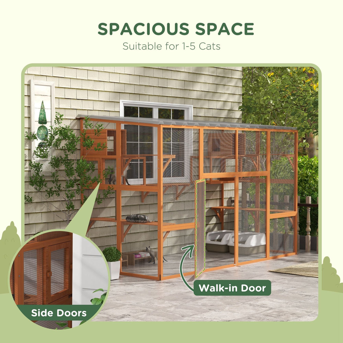 118" x 55" Outdoor Catio Window Enclosure with Platforms & Scratching Posts, PawHut, DOBA-CAT118