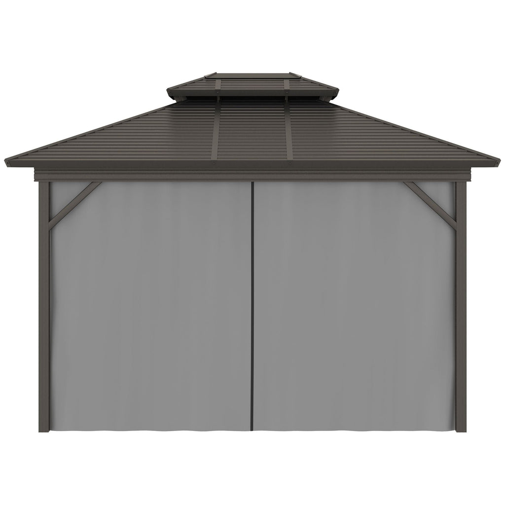 10' x 12' Hardtop Metal Gazebo with Curtains & Netting, Aluminum Frame, Outsunny, DOBA-GZ1012G