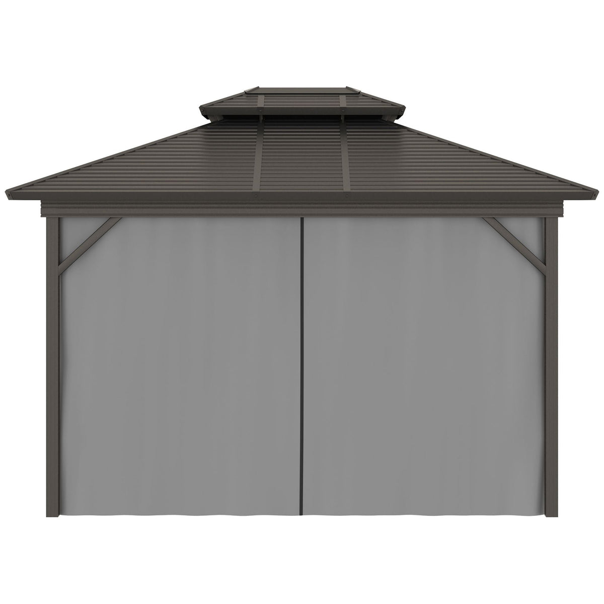 10' x 12' Hardtop Metal Gazebo with Curtains & Netting, Aluminum Frame, Outsunny, DOBA-GZ1012G