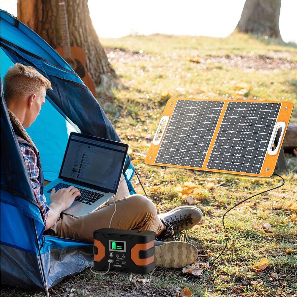 200W Portable Power Station 166Wh with 60W Solar Panel, FlashFish, DOBA-PS200W