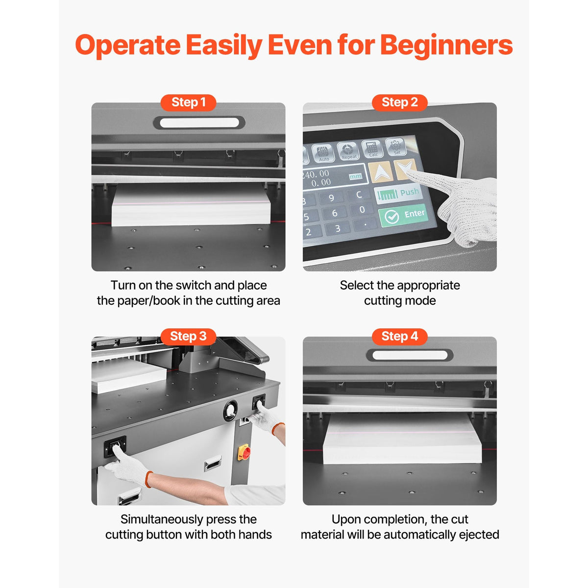 Electric Paper Cutter, Metal Hydraulic Paper Cutter Machine, 26 inch Cutting Width, 3.94 inch Cutting Thickness, Large Size Electric Guillotine Trimmer with Infrared Function and Spare Blade