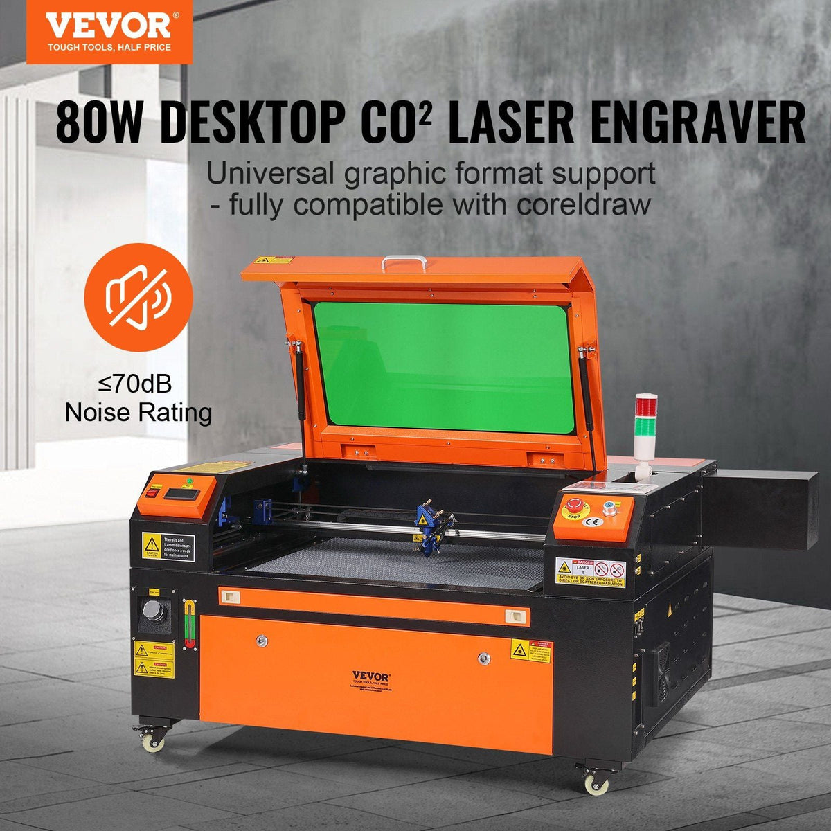 80W CO2 Laser Engraver 20" x 28" with Air Assist & Digital Controller, VEVOR, DOBA-LC80