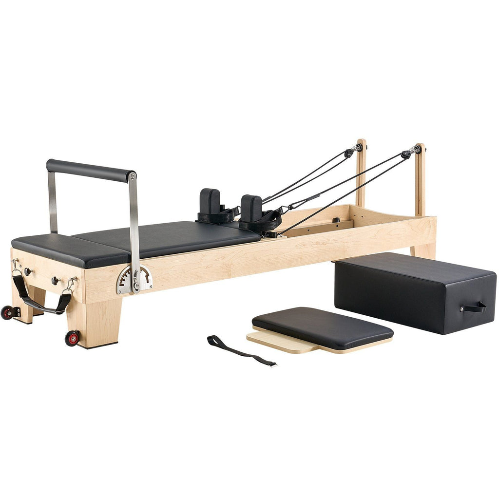 Wooden Pilates Reformer Machine, Dual Resistance Spring & Cord System, Includes Sitting Box, Supports Up to 400 lbs, DOBA-PR400