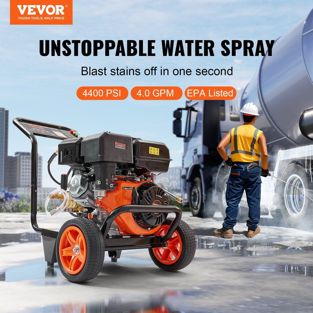 4400 PSI 4.0 GPM Gas Pressure Washer with Copper Pump, 15 HP Engine, 5 Quick-Connect Nozzles, DOBA-GPW4400