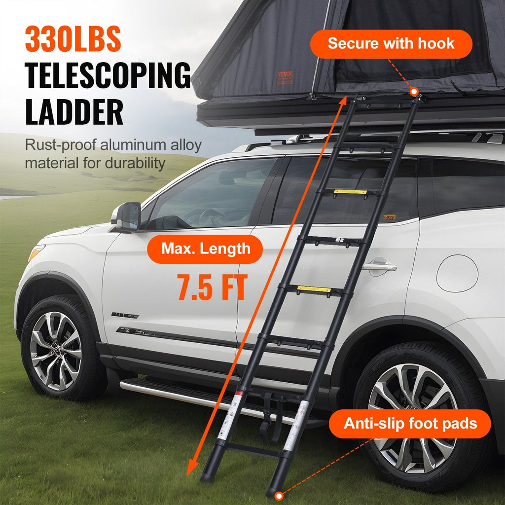 Naturnest Hard Shell Rooftop Tent 2–3 Person with Ladder & Thick Mattress, Waterproof for SUV & Truck, VEVOR, DOBA-RTT23NN