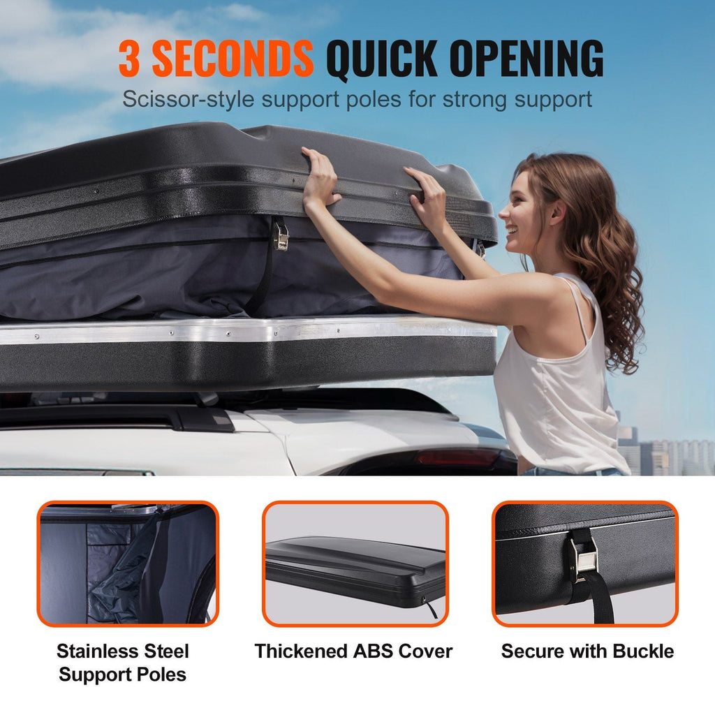 Hard Shell Rooftop Tent 2–3 Person with Ladder, ABS Shell Waterproof Camping Tent for SUV & Truck, VEVOR, DOBA-RTT23ABS