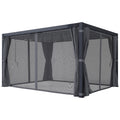 10' x 13' Adjustable Louvered Aluminum Pergola with Canopy, Curtains & Netting, Outsunny, DOBA-PG1013
