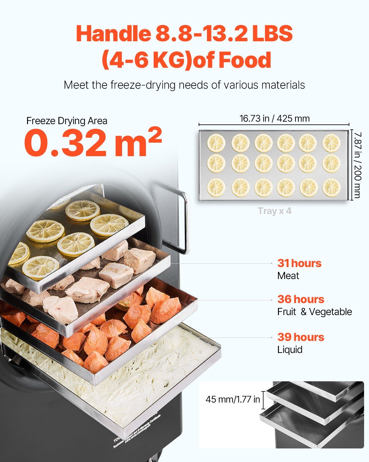 Vacuum Freeze Dryer 8.8–13.2 lb 4-Tray Food Freeze Drying Machine, Black, VEVOR, DOBA-FD413B