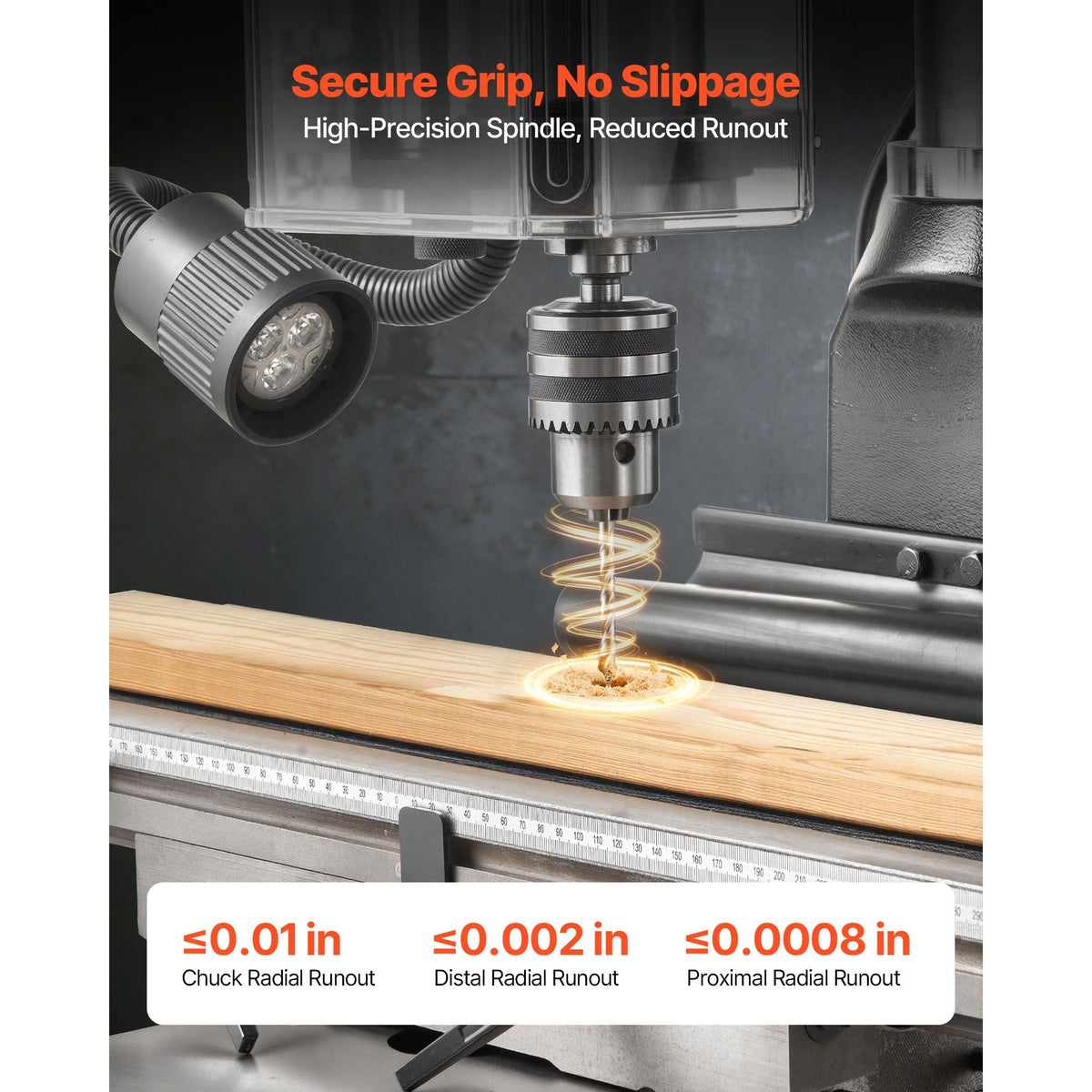 15.875-Inch Mill Drill Machine, 2 HP, Benchtop Milling Drill Press, 150-2560 RPM Adjustable Speed, with Rotating Vise, Laser and Work Light, Milling Drilling Machine, for Woodworking Light Metal