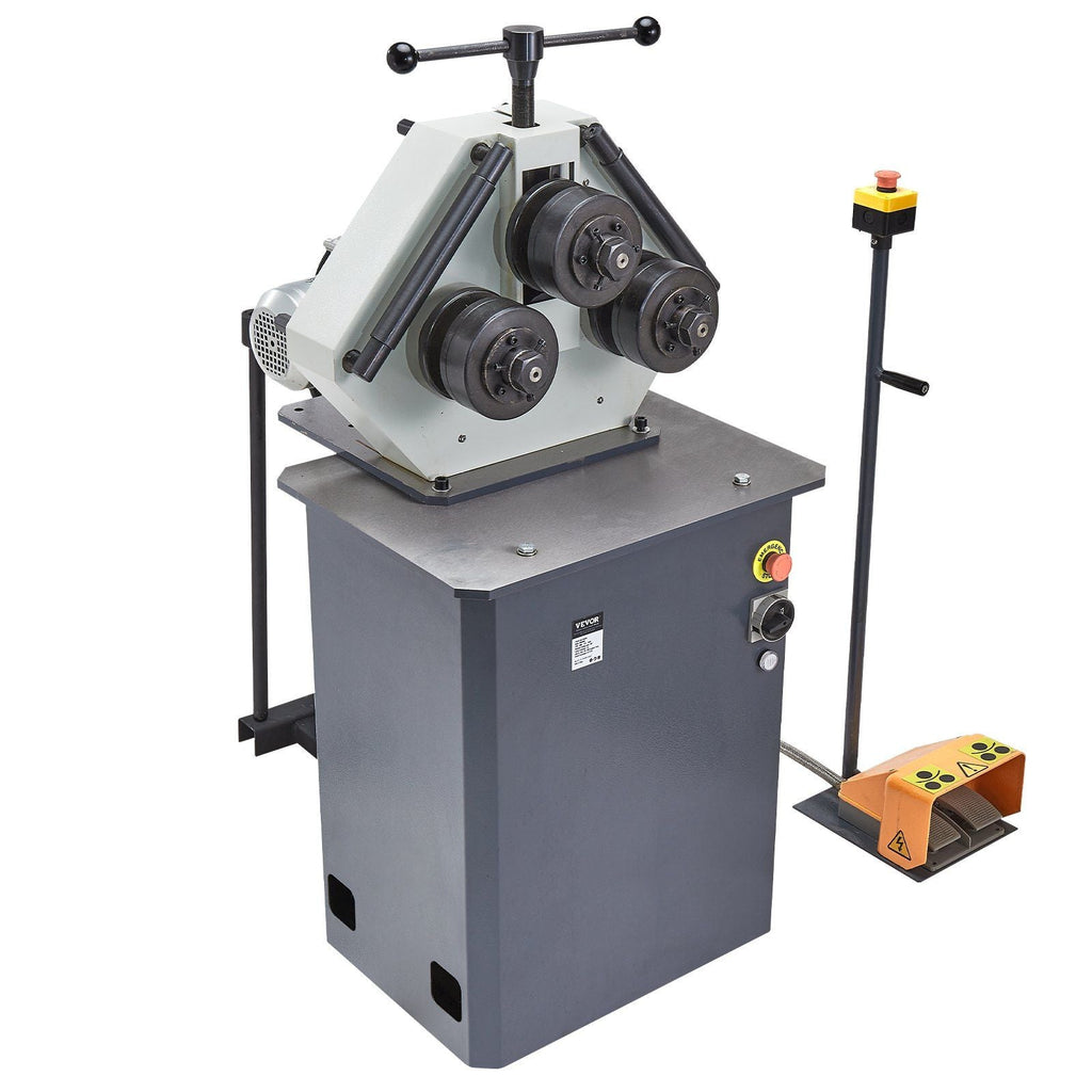 750W Electric Roll Bending Machine, 3-Roller Pipe Bender with 180° Max Bending Angle, Reversible Foot Switch, 220V 3-Phase, DOBA-RB750
