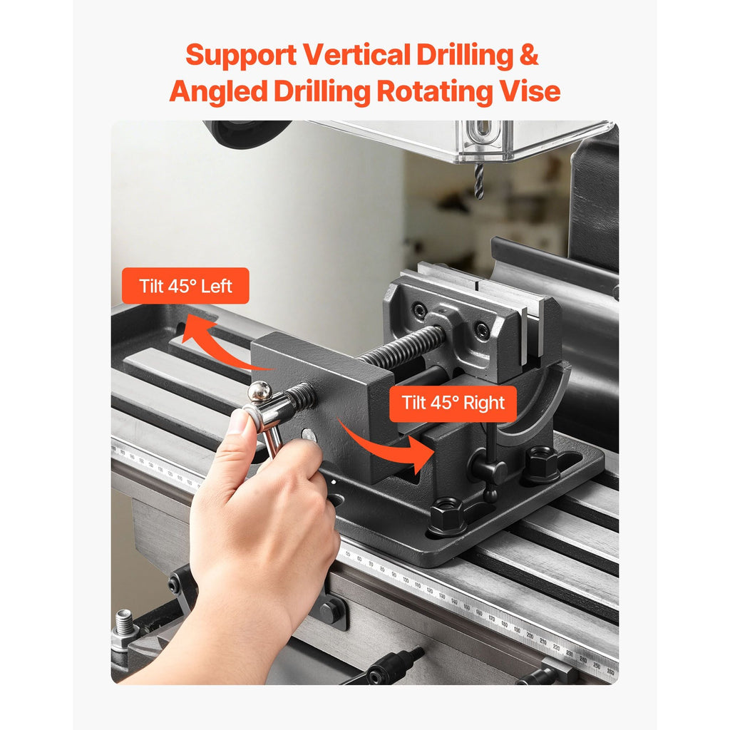 15.875-Inch Mill Drill Machine, 2 HP, Benchtop Milling Drill Press, 150-2560 RPM Adjustable Speed, with Rotating Vise, Laser and Work Light, Milling Drilling Machine, for Woodworking Light Metal