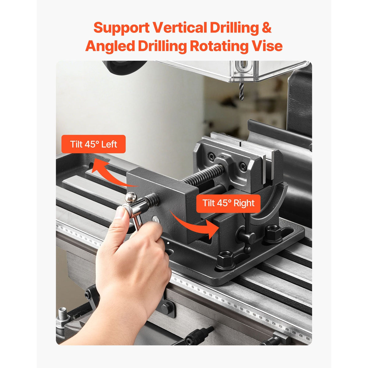 15.875-Inch Mill Drill Machine, 2 HP, Benchtop Milling Drill Press, 150-2560 RPM Adjustable Speed, with Rotating Vise, Laser and Work Light, Milling Drilling Machine, for Woodworking Light Metal