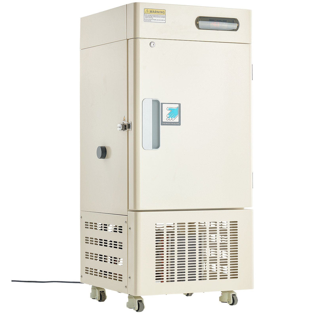 28L Ultra Low Temperature Lab Freezer, −40°F to −123°F Adjustable Temperature Range, Compact Stainless Steel Design, DOBA-LF28