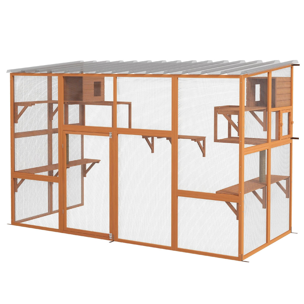 118" x 55" Outdoor Catio Window Enclosure with Platforms & Scratching Posts, PawHut, DOBA-CAT118