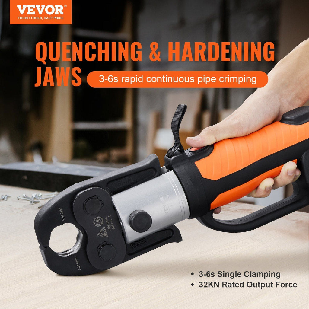 18V Electric Pro Press Tool Kit for 1/2"–2" Copper Pipes with 6 Jaws & Batteries, VEVOR, DOBA-PP182