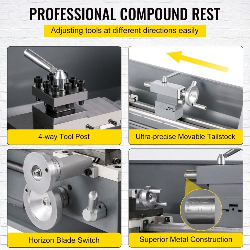 Mini Metal Lathe 8.7" x 29.5" 1100W Variable Speed 110V with Metal Gears, DOBA-ML8729