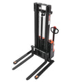 Full Electric Pallet Stacker, 3300 lbs Capacity, Pallet Lift Stacker Forklift with Straddle Legs & Forks, 127.6 Inches Lifting Height & 8.66-31.1 Inches Adjustable Fork Width, Orange & Black