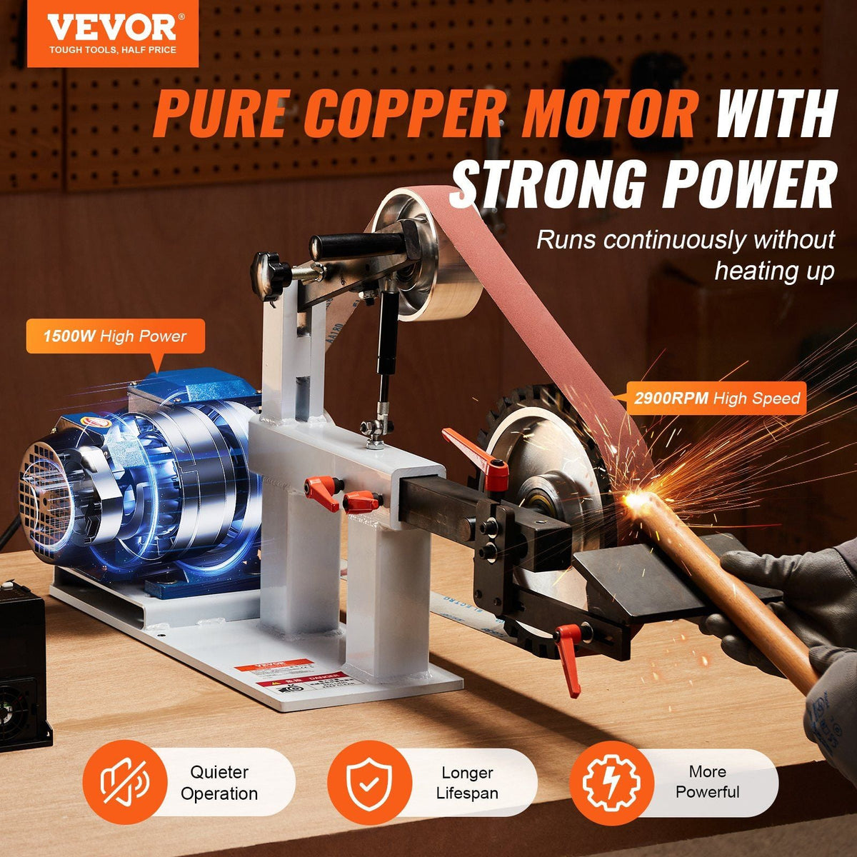72" x 2" Belt Grinder Sander, 1500W (2HP) Variable Speed with VFD, Includes 3 Grinding Moulds & 3 Sanding Belts for Metalworking & Knife Making, DOBA-BG722