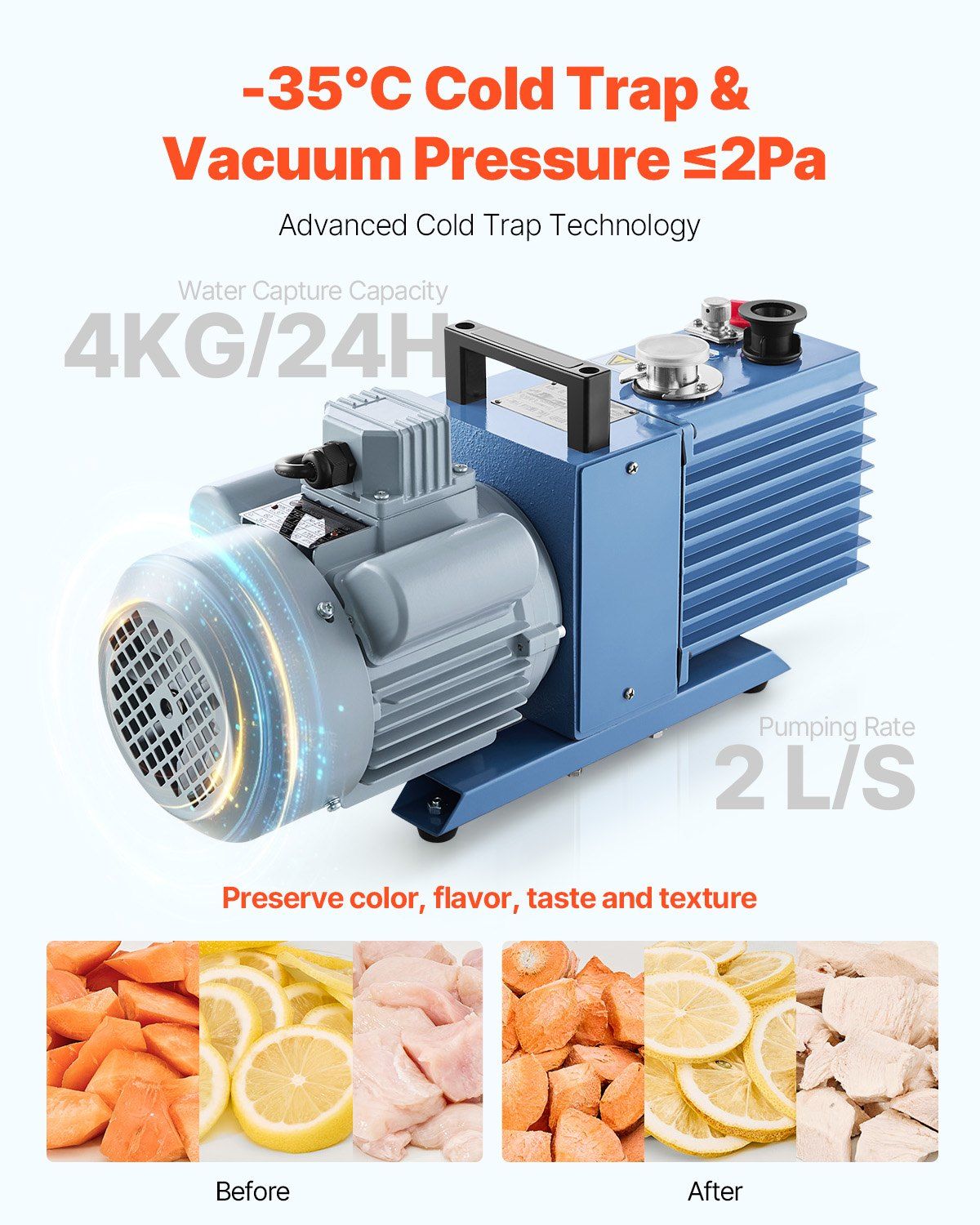 Vacuum Freeze Dryer Machine 8.8–13.2 lb Capacity with 4 Trays & Vacuum Pump, White, VEVOR, DOBA-FD413