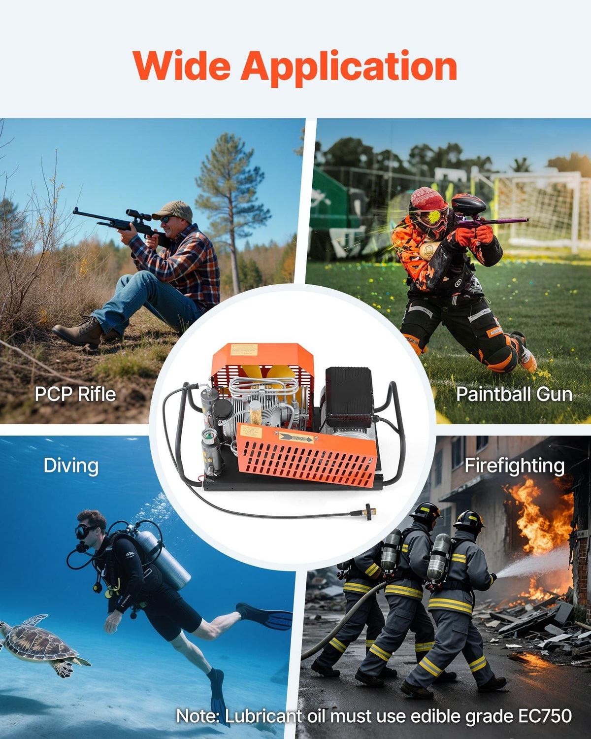 4500 PSI (30 MPa) PCP Air Compressor, 60 L/min Four-Cylinder, Auto Stop with Fan Cooling System, for Scuba Tanks & Paintball, DOBA-PCP4500