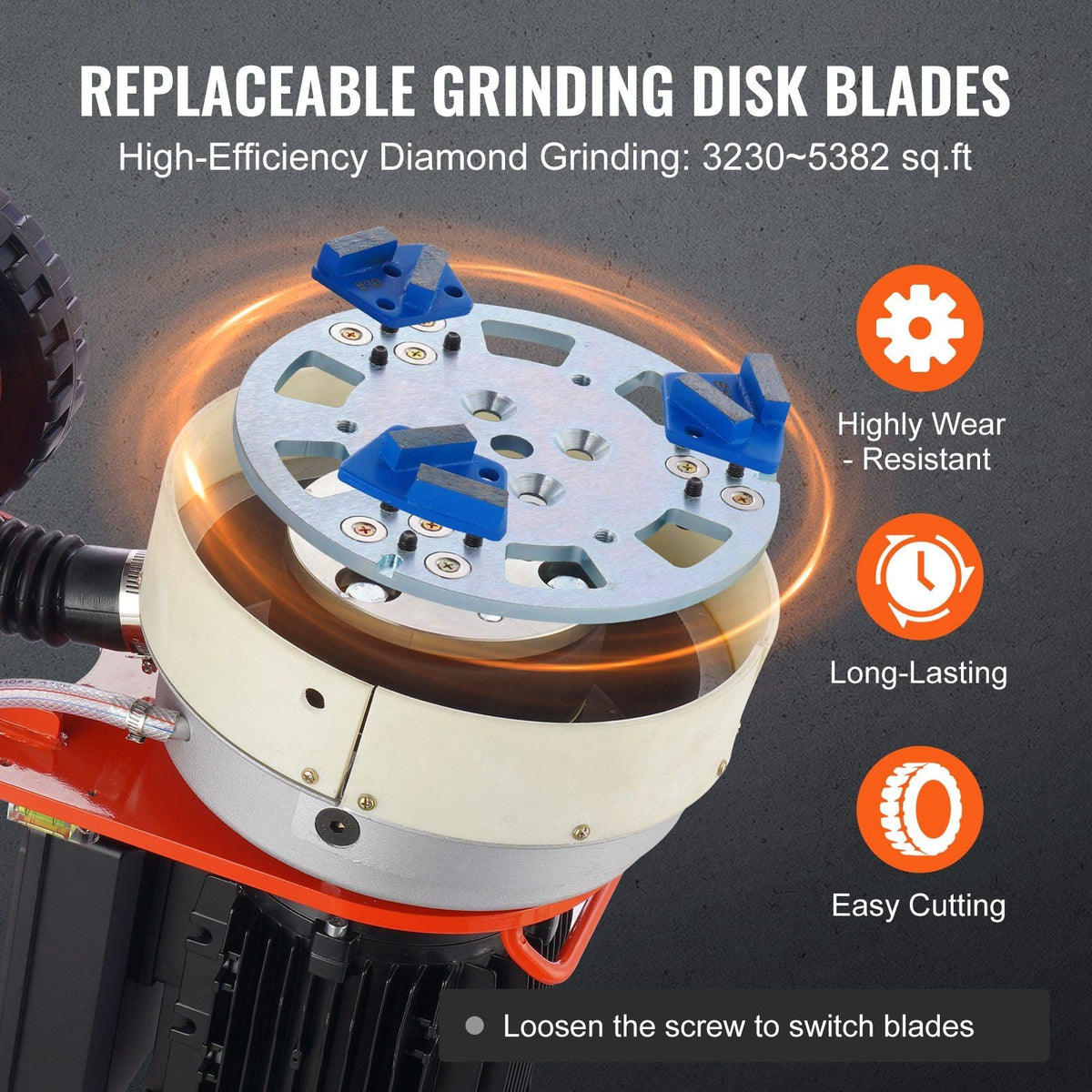 10" Electric Concrete Floor Grinder 1.7HP 1720RPM Brushless, Wet & Dry, VEVOR, DOBA-CG1017