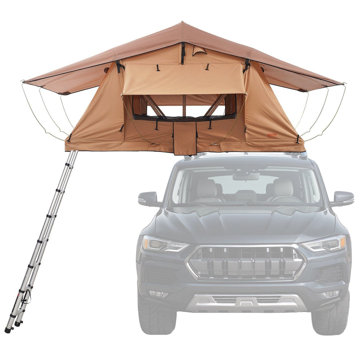 Hard Shell Rooftop Tent for 2–3 Person with Ladder, Waterproof Camping Tent for SUV & Truck, VEVOR, DOBA-RTT23