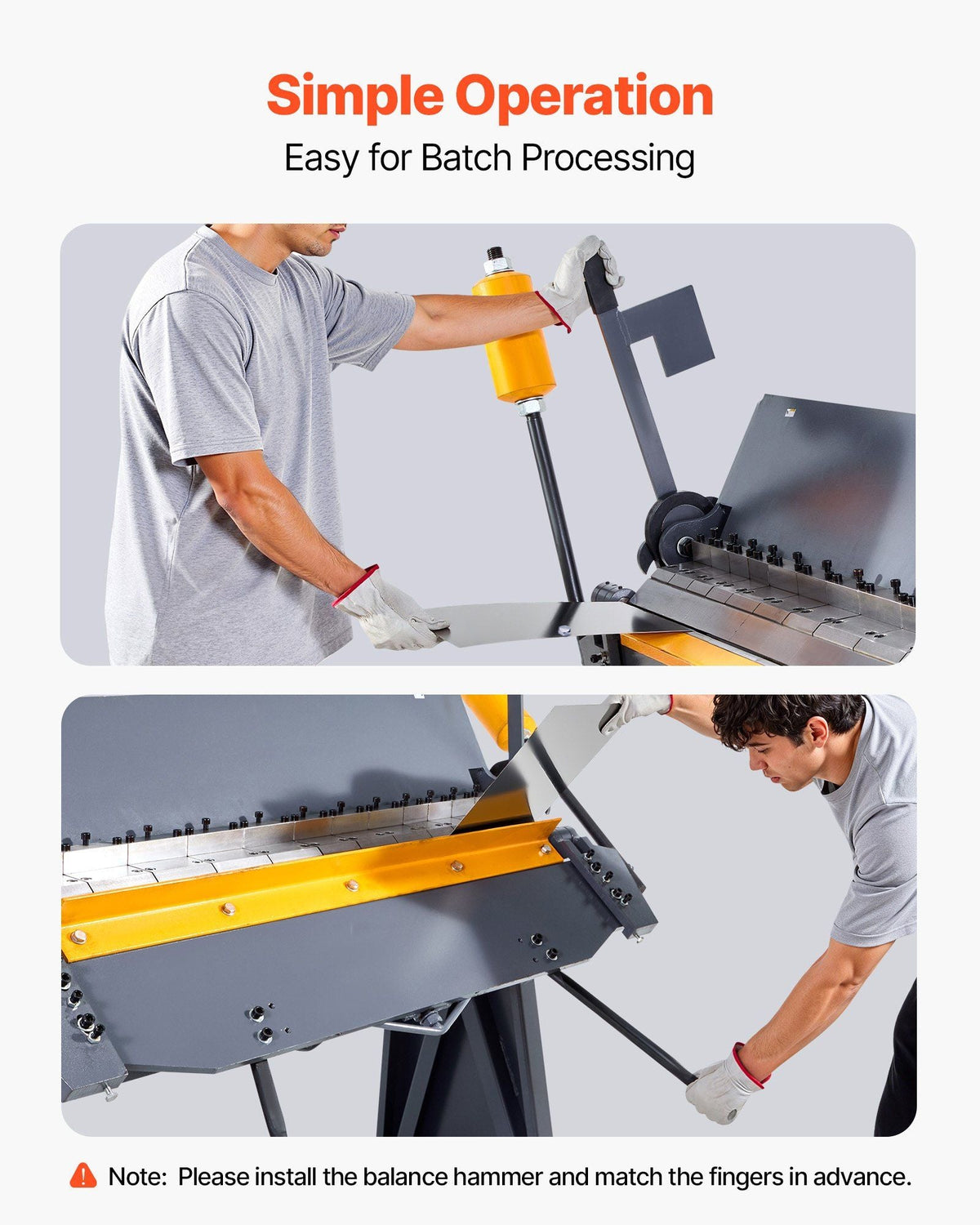 VEVOR Box and Pan Brake, 48 in Sheet Metal Bending Brake, 12-Gauge Mild Steel Capacity, 0-135 Degree Adjustable, Metal Bender Machine with 8 Fingers, Heavy-Duty Aluminum Folder for Precise Bending