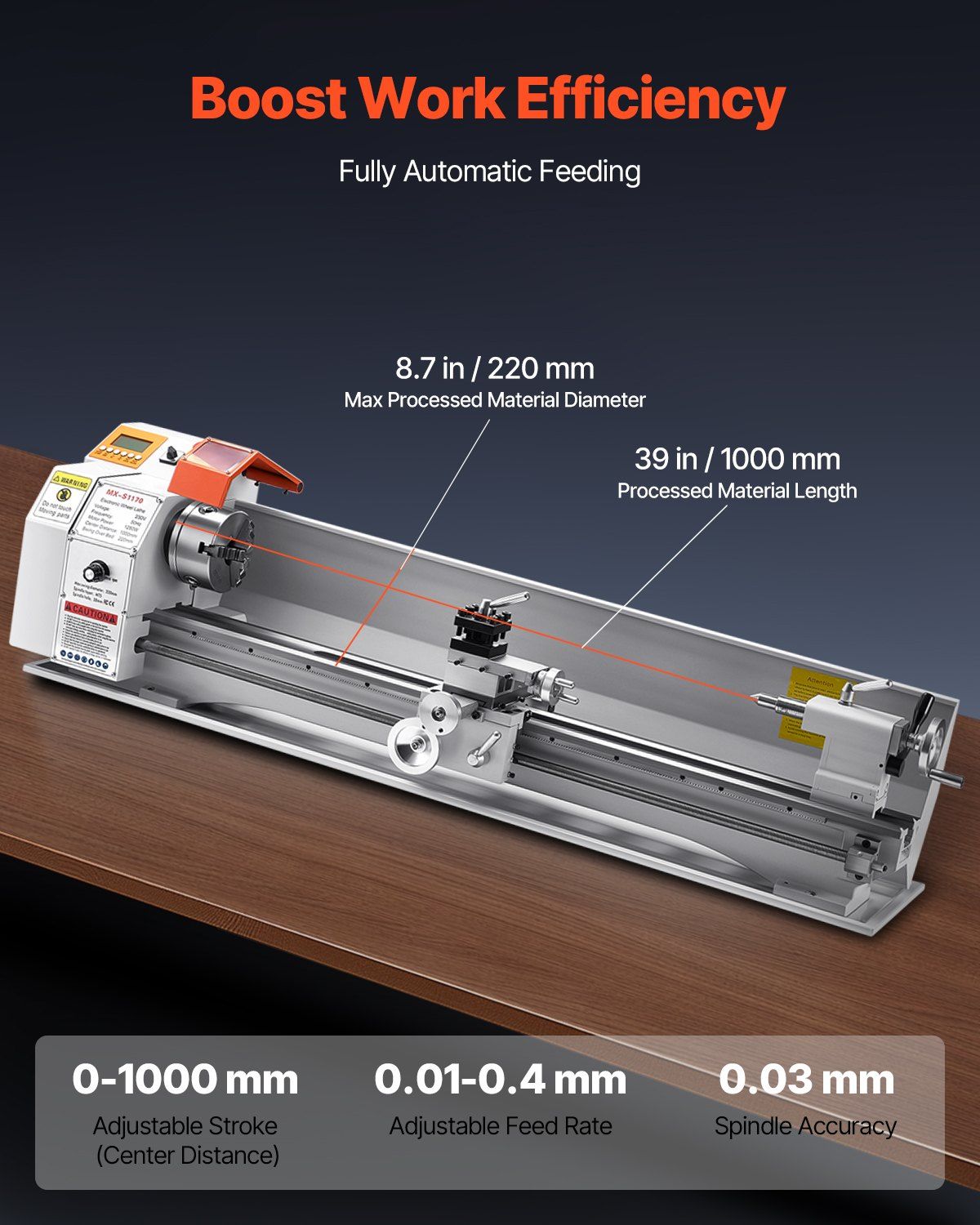 8.7" x 39" Metal Lathe Machine, Precision Bench Lathe, Variable Speed Power Control, Heavy-Duty Metalworking Tool, DOBA-ML8739