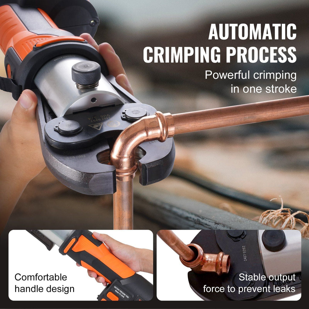 Pro Press Tool Pipe Crimping Kit, Cordless Battery Press Tool with 6 Interchangeable Jaws, DOBA-PPT6