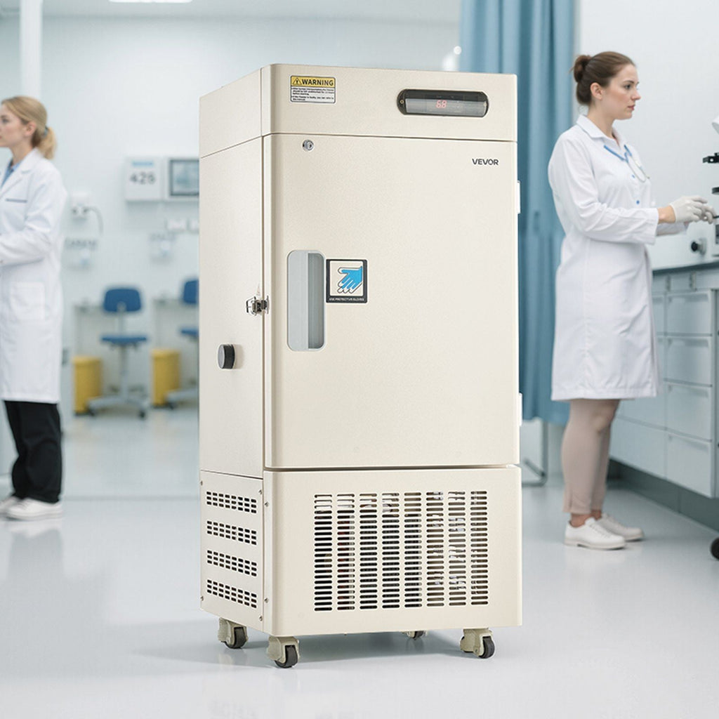28L Ultra Low Temperature Lab Freezer, −40°F to −123°F Adjustable Temperature Range, Compact Stainless Steel Design, DOBA-LF28