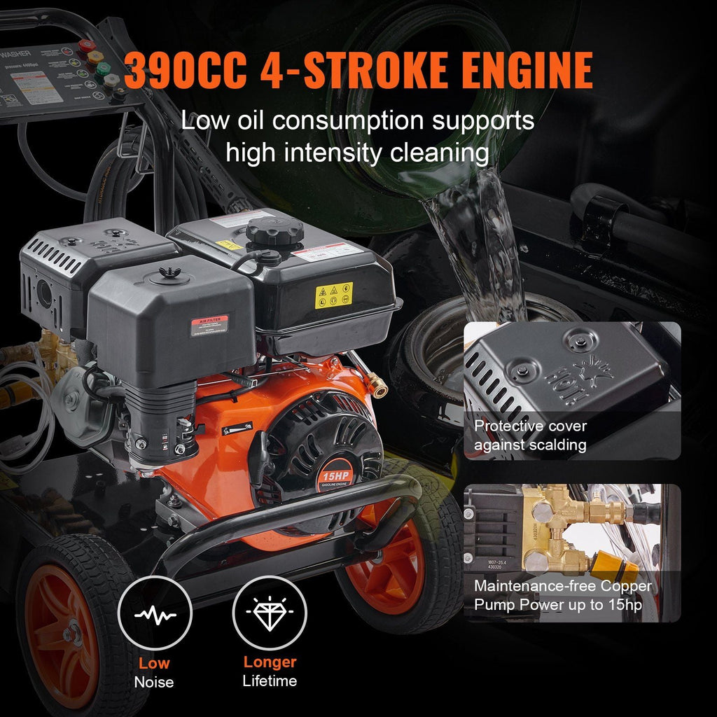 4400 PSI 4.0 GPM Gas Pressure Washer with Copper Pump, 15 HP Engine, 5 Quick-Connect Nozzles, DOBA-GPW4400