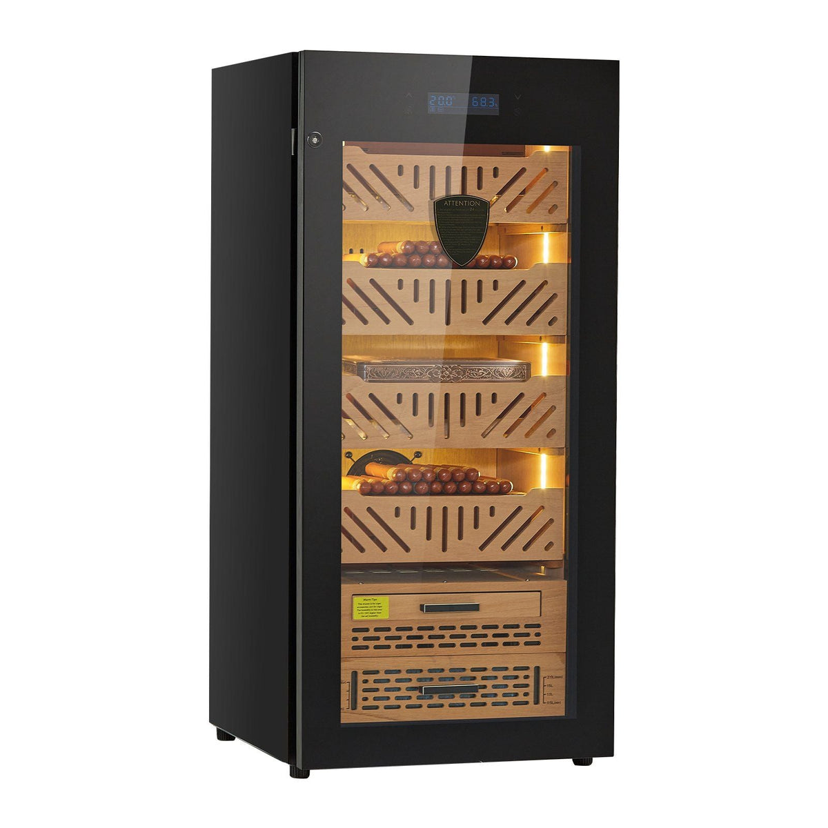 VEVOR Electric Humidor, 105L, 1000 Counts Electric Cigar Humidor Cabinet with Compressor Cooling, Constant Humidity & Temperature Control, Spanish Cedar Wood Shelves & Drawers, 4 Layers, for Household