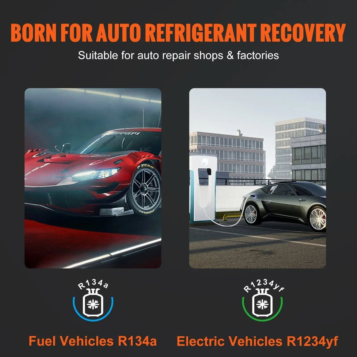 Fully Automatic Refrigerant Recovery Machine, Dual Cylinder AC Recovery Kit, Built-in Compressor, Scale & Filter, HVAC Use for R134A & R1234YF, DOBA-RR100