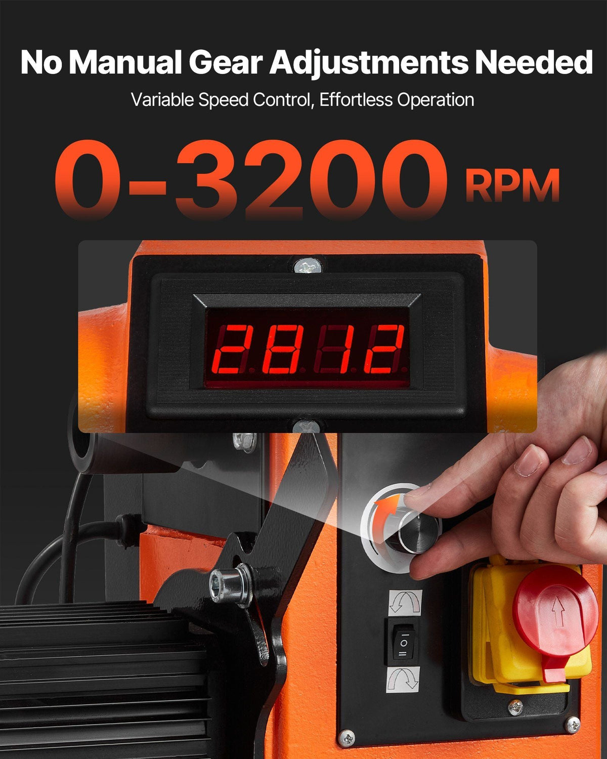 2 HP Woodworking Lathe with Variable Speed 0–3200 RPM, VEVOR, DOBA-LT1840