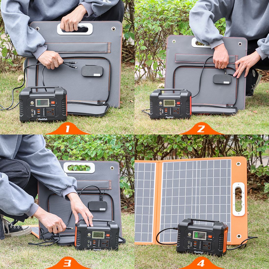 300W Portable Power Station with 60W Solar Panel, LiFePO4 Generator, FlashFish, DOBA-PS300
