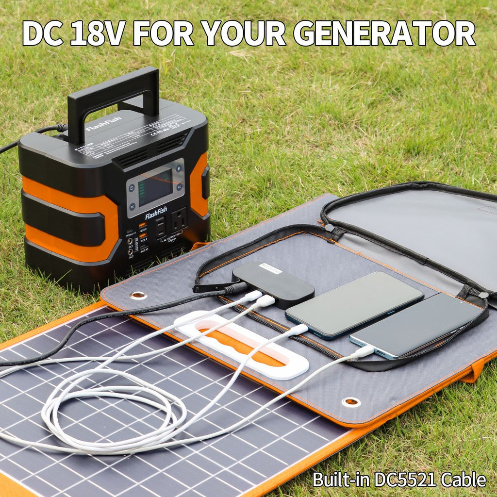 100W Portable Solar Panel 18V Foldable Charger with USB & Type-C, FlashFish, DOBA-SP100
