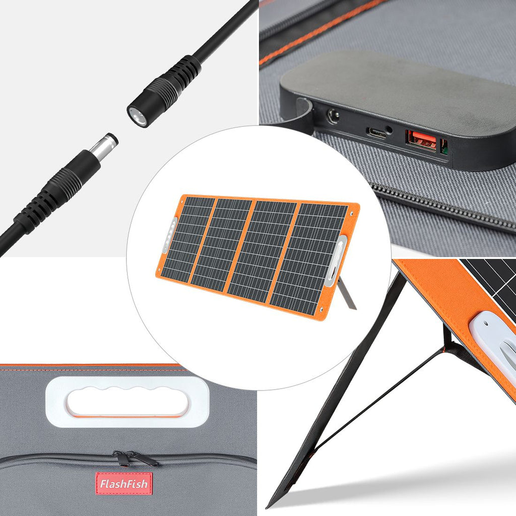100W Portable Solar Panel 18V Foldable Charger with USB & Type-C, FlashFish, DOBA-SP100