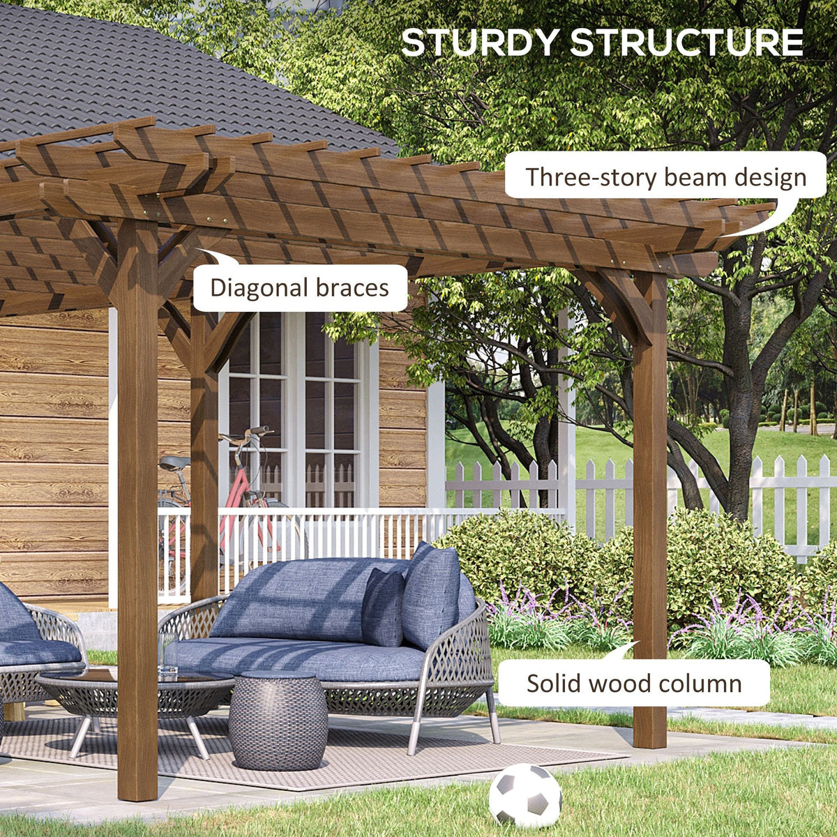20' x 12' Wooden Pergola Gazebo with Grape Trellis Design for Garden & Patio, DOBA-WPG2012