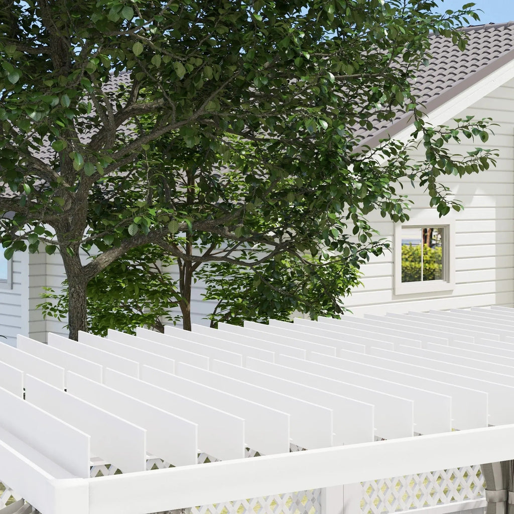 12' x 19' Aluminum Pergola, 2 Adjustable Louvred Roofs, Curtains & Nettings, UV-Fighting & Waterproof, DOBA-PC1219