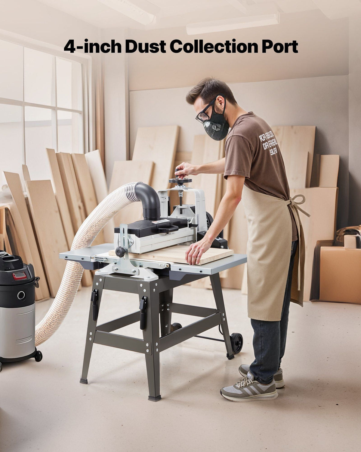 16" Drum Sander with Stand & Extension Tables, 1.5HP Variable Speed Dual Motor, VEVOR, DOBA-DS1615HP